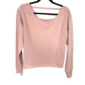 Flirtitude small pink blush long sleeve crop sweatshirt fleece lined (A1)